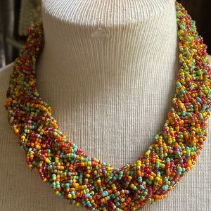 Multi Color Beaded Collar Bib Style Erica Lyons Necklace